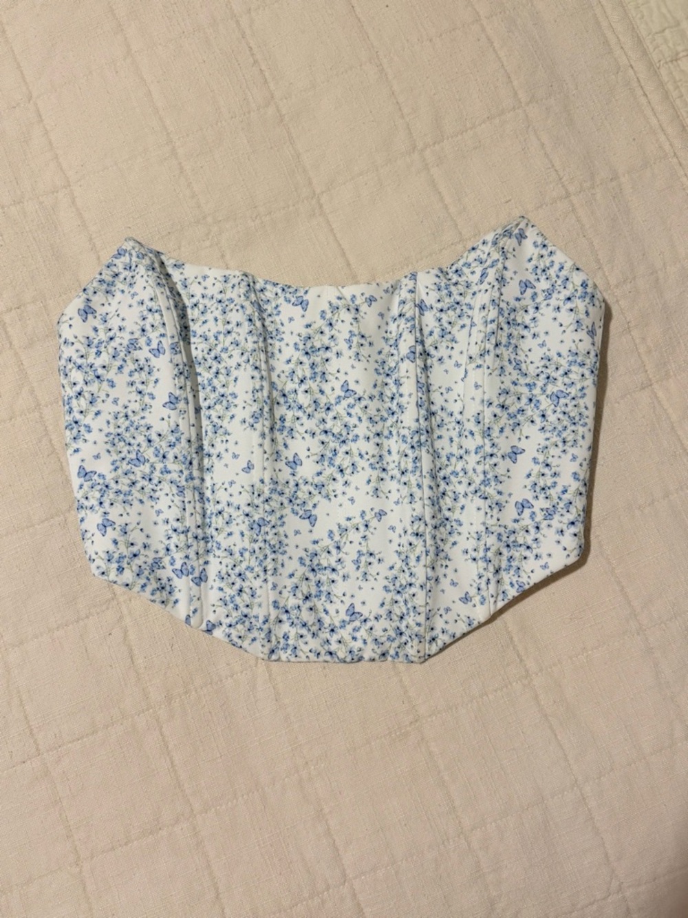 White Fox Boutique Blue Floral Corset Top